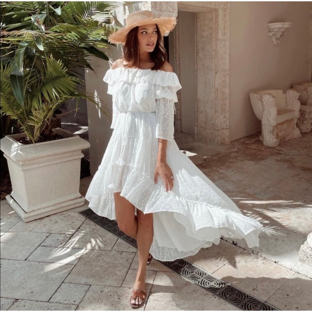 Misa Los Angeles White High Low Dress